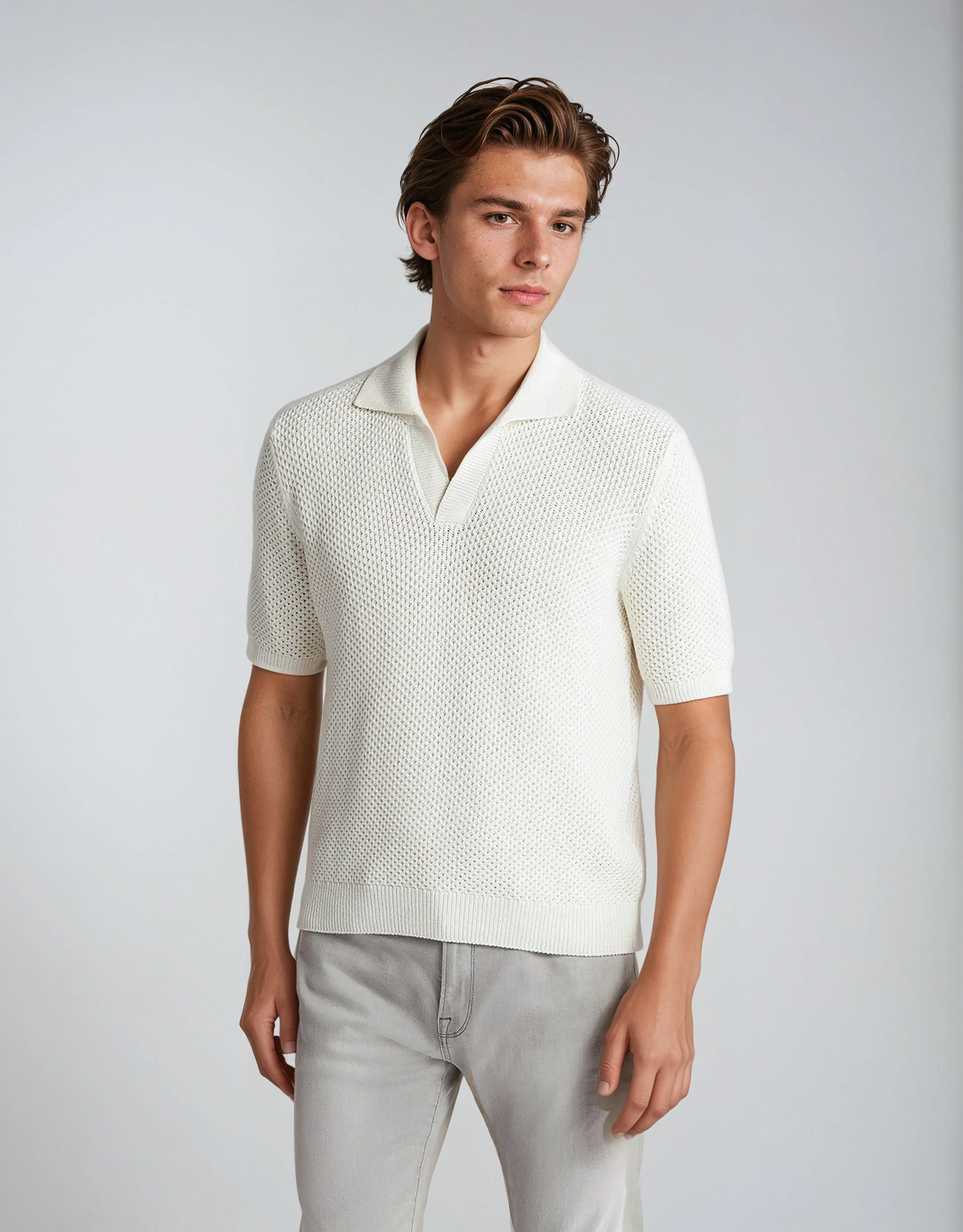 Crocheted White Polo
