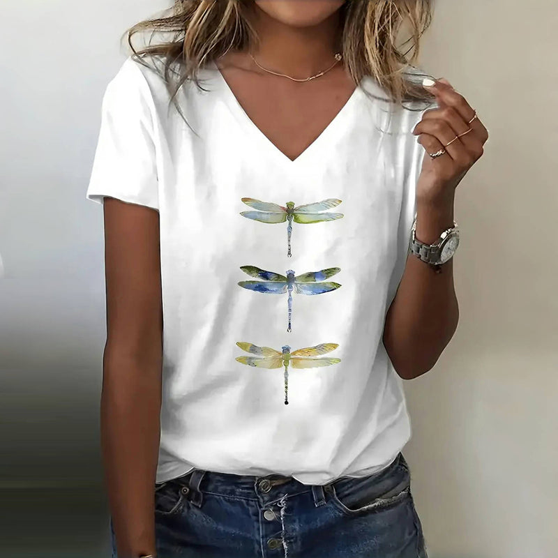 Lunoro - Dragonfly Print T-Shirt