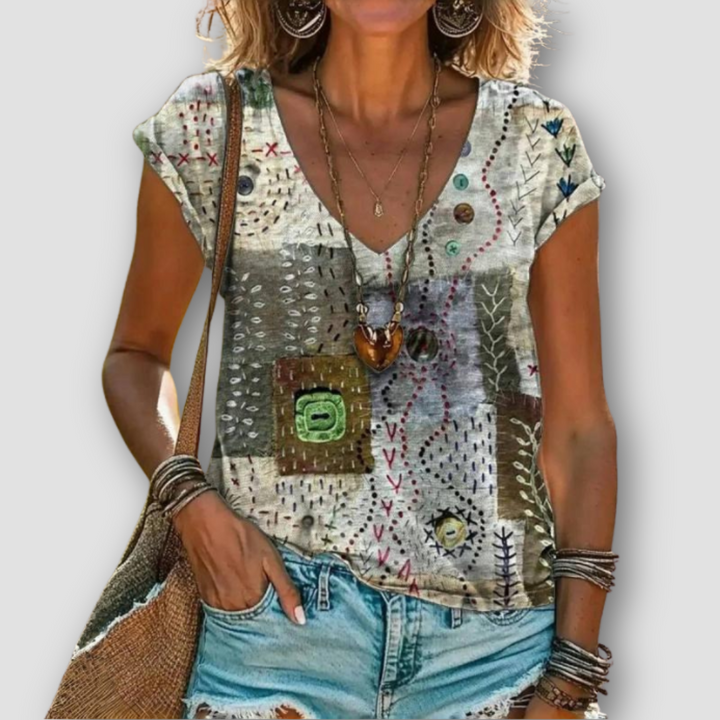 Lunoro - T-Shirt with Abstract Print
