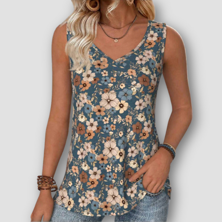Lunoro - Blomsterprint Tanktop