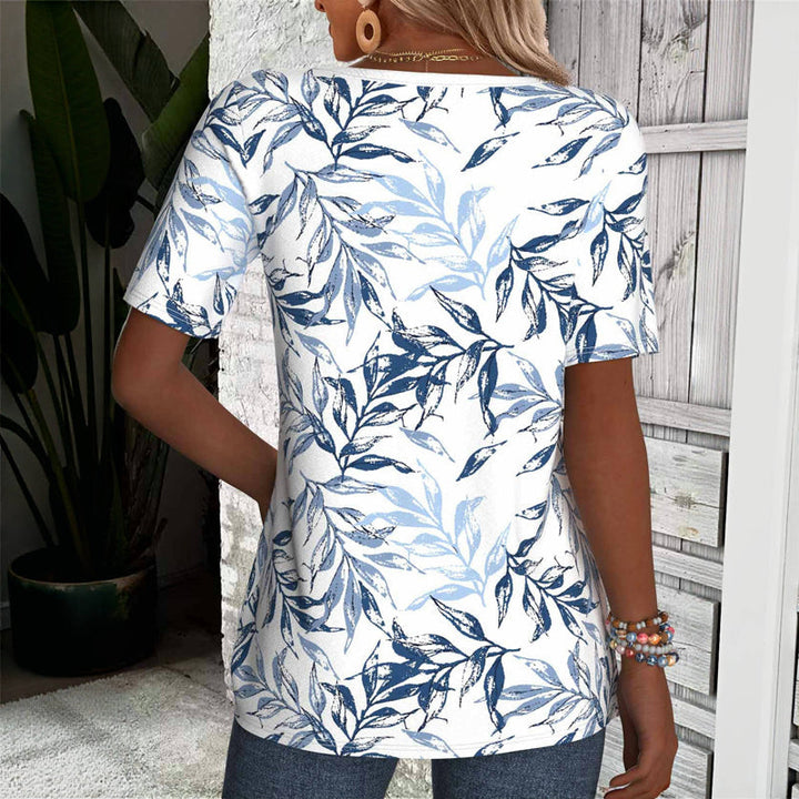 Lunoro - T-Shirt with Leaf Print