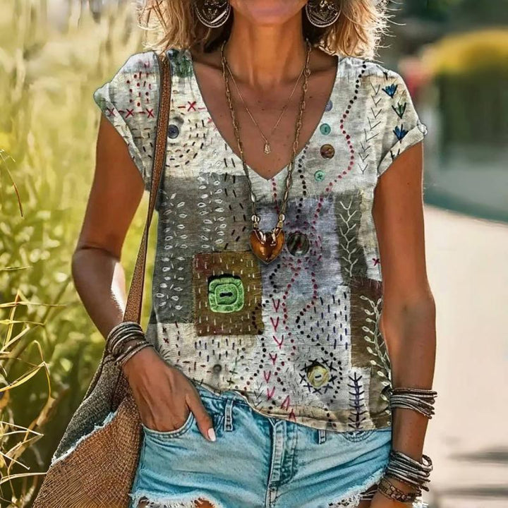 Lunoro - T-Shirt with Abstract Print