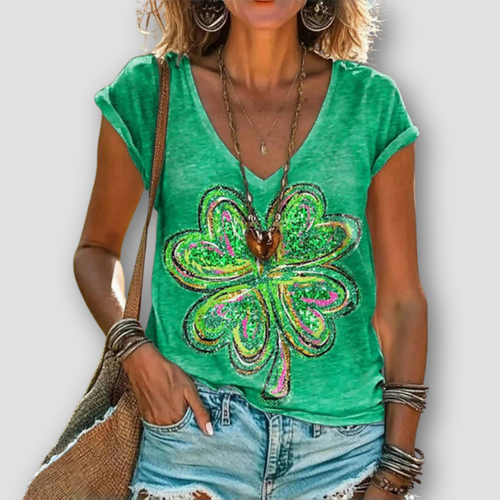 Lunoro - T-Shirt with Clover Print