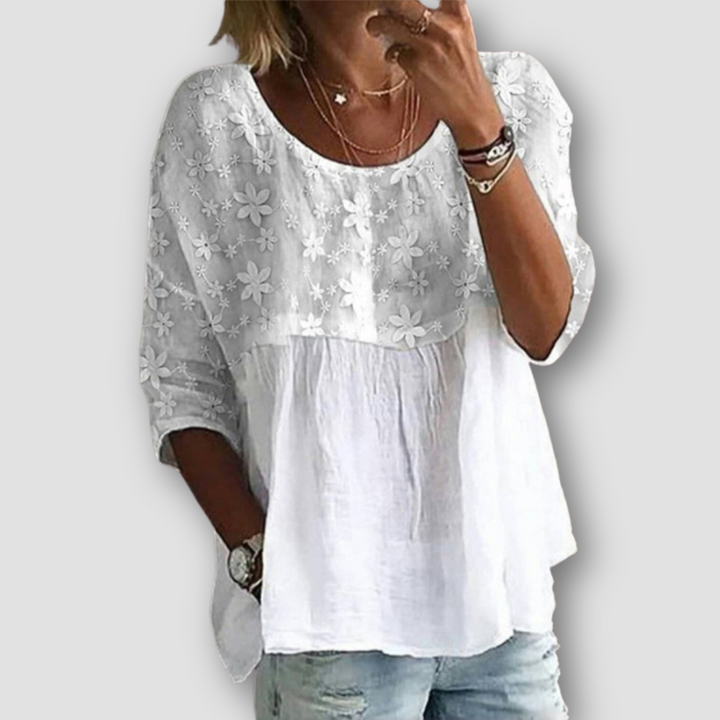 Lunoro - Broderet Blomster Top