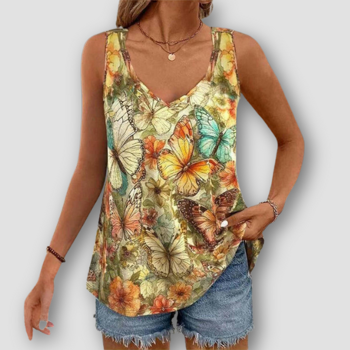 Lunoro - Butterfly Print Tank Top