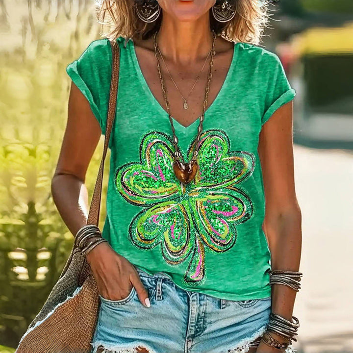Lunoro - T-Shirt with Clover Print