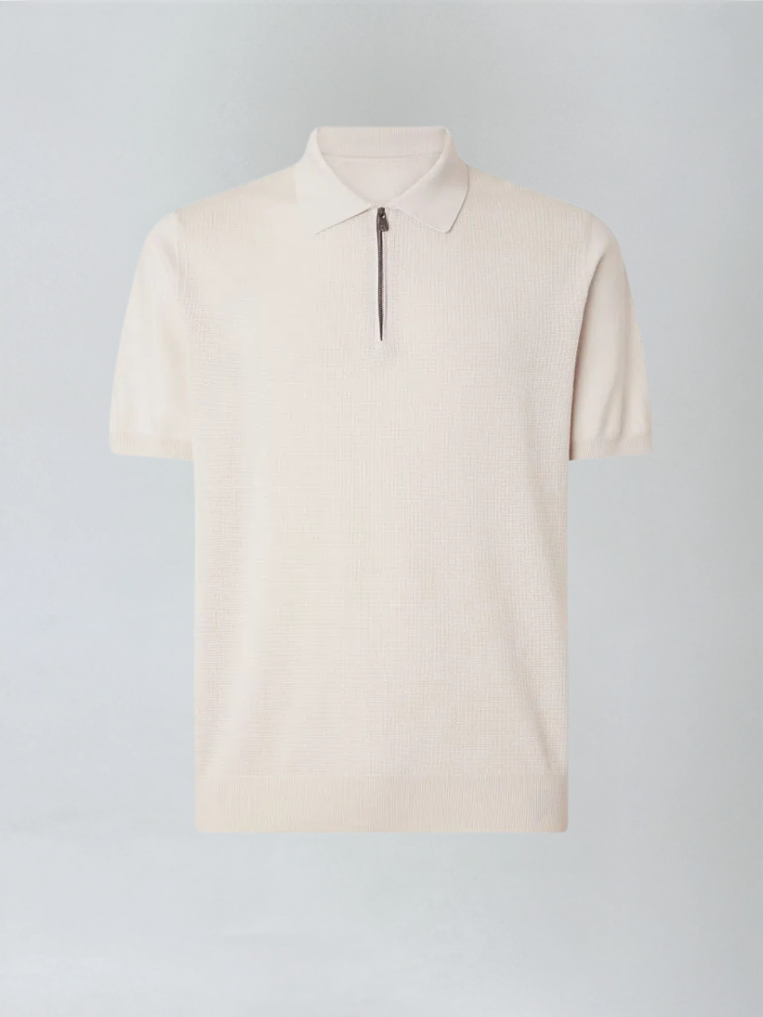 Beige Polo med Lynlås