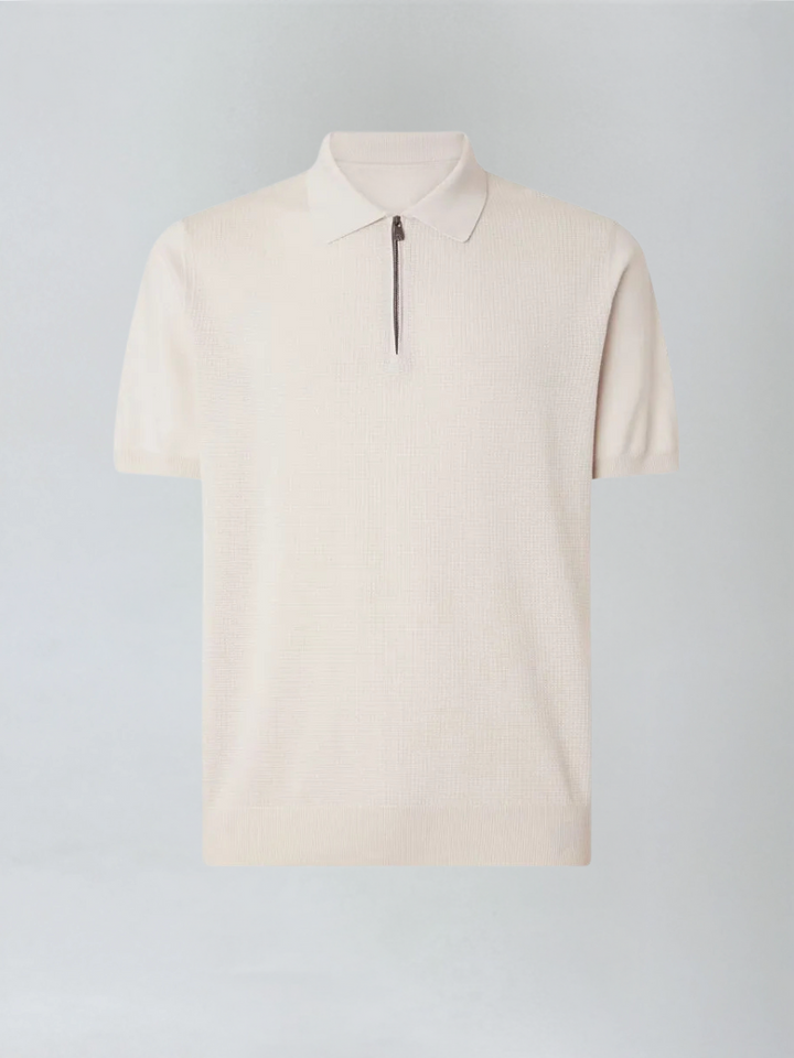 Beige Polo med Lynlås