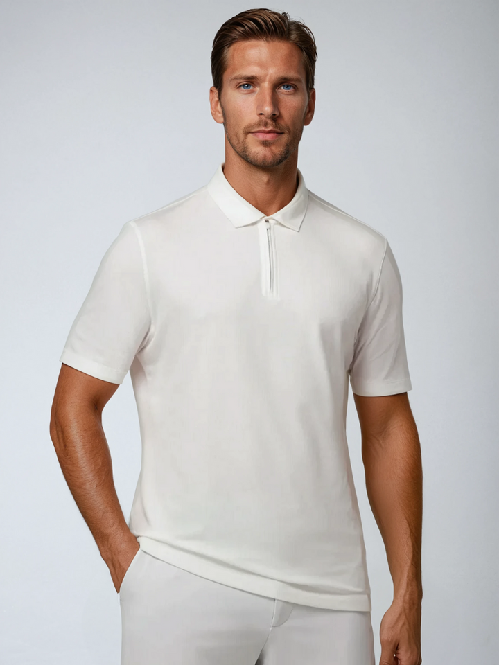 Zip-Up Polo Shirt - White