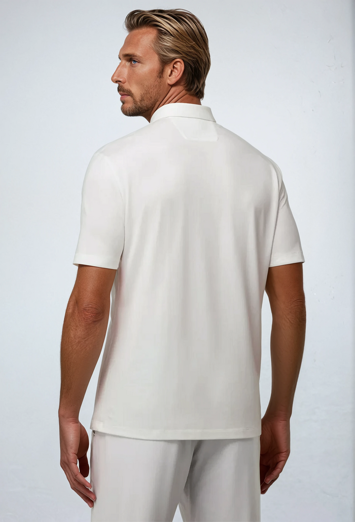 Zip-Up Polo Shirt - White